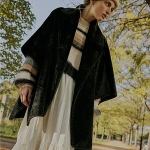 Free People Starlett Faux Fur Poncho Coat